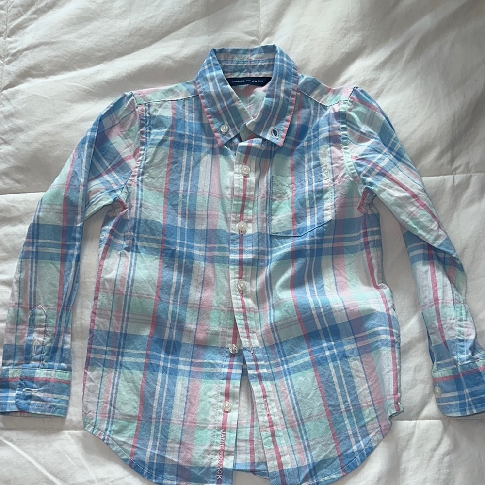 Janie and Jack Multicolor Plaid Button Down Shirt